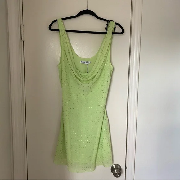 SLA the Label embellished Lime Green Mini Dress - Picture 4 of 6